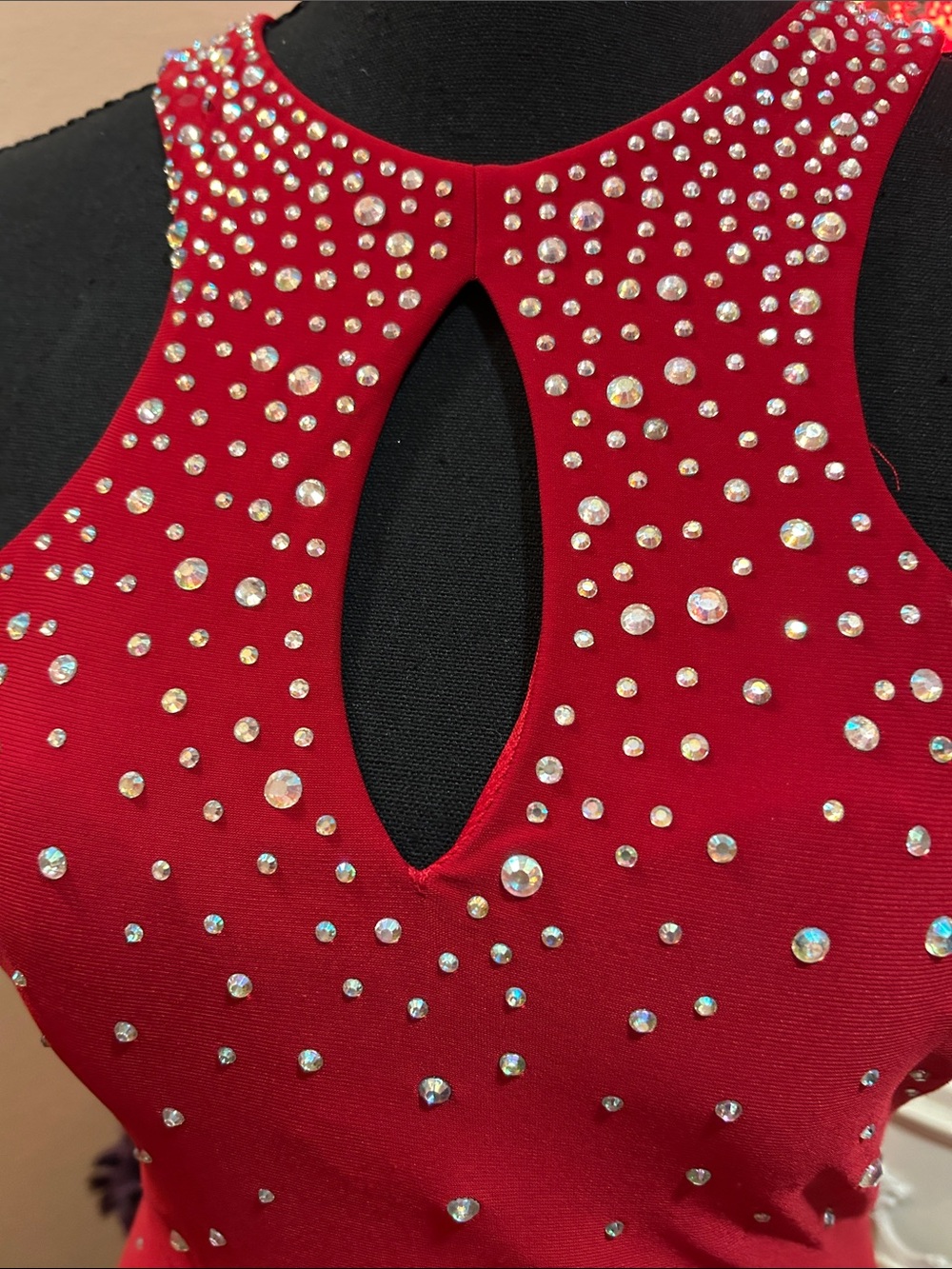 Red Rhinestone Embellished Prom Gown - Picture 2 of 8